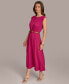 Donna Karan Women's Sleeveless Belted Jersey Midi Dress