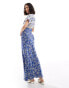 Never Fully Dressed Elodie contrast print maxi dress in blue