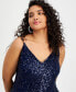 Trendy Plus Size Sequined V-Neck Sleeveless Gown