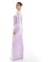 ASOS DESIGN tie front exaggerated drape maxi dress in lilac