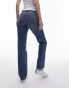 Topshop Tall mid rise relaxed Kort jeans in mid blue