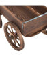 Wood Wagon Flower Planter Pot Stand W/Wheels