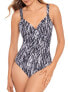 Miraclesuit Womens Chevron Python Siren One-Piece Swimsuit, Silver, Size 14