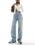 Mango relaxed slim washed front jeans in light blue