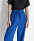 Women's Twill Tie-Front Pleated Wide-Leg Pants