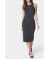 Women's High Neck Midi Sweater Rib Dress