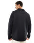 ASOS DESIGN scuba polo sweatshirt with zip in black