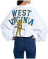 Women's White West Virginia Mountaineers Raw Hem Cropped Long Sleeve T-shirt