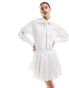 Urban Revivo tie detail pleated shirt dress in white