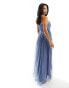 Anaya Petite Bridesmaid tulle one shoulder maxi dress in blue