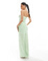 ASOS DESIGN bandeau maxi dress with drape detail in light green print