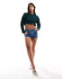 Lola May gathered satin long sleeve crop top