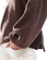 Threadbare fluffy v neck slouchy jumper in brown