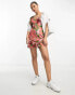 ASOS DESIGN mini button through twill dress with cup detail in bloom floral print