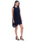 Petite Draped-Shoulder Boat-Neck Mini Dress