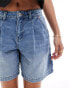 Vero Moda Petite boyfriend shorts in light blue denim