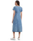 Women's Short Sleeve Button-Front Denim Midi Dress