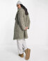 Vero Moda borg oversized coat in khaki