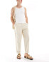 Selected Homme relaxed fit crop trousers in cream