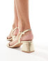 Glamorous Wide Fit low block heeled sandals in gold