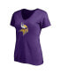 Women's Justin Jefferson Purple Minnesota Vikings Player Icon Name and Number V-Neck T-shirt