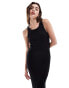 ASOS DESIGN knitted sheer sleeveless midaxi dress with cut out and hardware detail in black