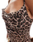 In The Style exclusive mesh cowl neck cami maxi dress in leopard print