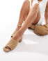 New Look knitted mid heeled mule sandal in off white