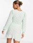 ASOS DESIGN broderie mini dress with ruching and twist detail in mint