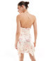 Forever New halterneck cowl back mini dress in ivory floral