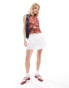 COLLUSION slash neck tank top in cherry print