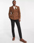 ASOS DESIGN wedding skinny double breasted blazer with gold buttons in chocolate brown