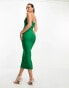 Vesper Tall asymmetric halterneck midi cut out dress in green