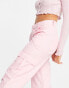 Daisy Street wide leg low rise Y2K cargo trousers in baby pink