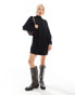 Monki oversized knitted mini dress in black