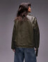 Topshop super oversized faux leather biker jacket in washed green