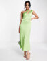 Pretty Lavish cut out asymmetric satin midaxi dress in green