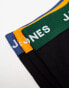 Jack & Jones 3 pack trunks in black with coloured waistbands