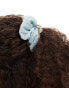 DesignB London oversized hair scrunchie in pale blue with contrast stitch