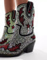 Azalea Wang Kaitland embellished western ankle boots in silver