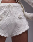 Topshop knitted rose knicker short in ivory