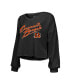 Women's Threads Joe Burrow Black Distressed Cincinnati Bengals Name and Number Off-Shoulder Script Cropped Long Sleeve V-Neck T-shirt