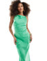 ASOS DESIGN satin square neck maxi dress with cowl back detail in Green