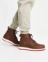 Levi's Jax Lux leather lace up boot with red tab in brown