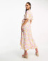 Vero Moda wrap front maxi tea dress in pink floral