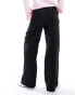 Pieces pleat front tailored trousers in black