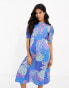 Influence Maternity flutter sleeve midi tea dress in blue floral print