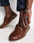 ASOS DESIGN boat shoes in brown leather with gum sole