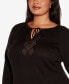 Plus Size Raglan Sleeve Pointelle Sweater