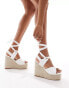 Public Desire Wide Fit Solstice heeled espadrille with woven straps in white